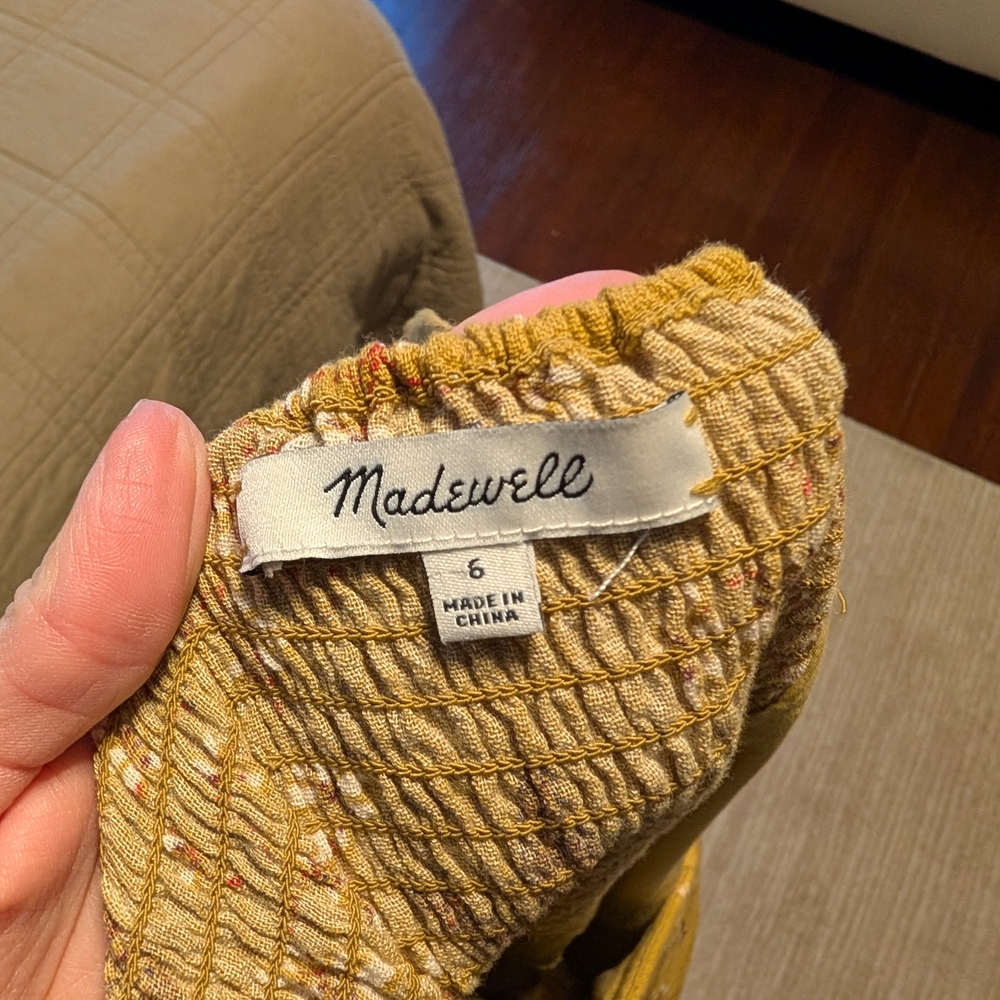 Madewell Mustard Floral Midi Dress - Picture 3 of 3